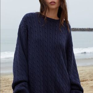 Brandy Melville Deep Blue Cable Knit Sweater